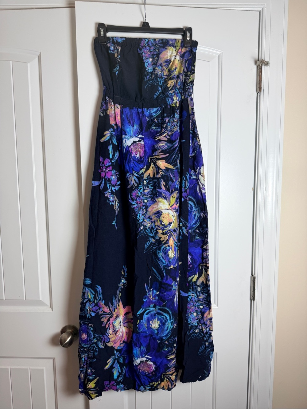 Xhilaration Navy Strapless Maxi Dress Floral Print